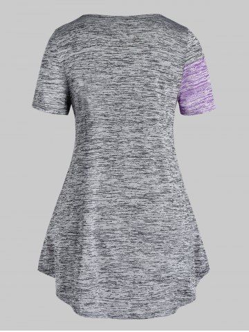 

Plus Size Space Dye Colorblock T Shirt, Medium purple