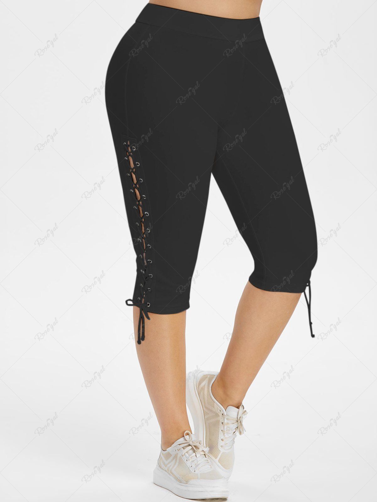 Waisted Lace Up Size Capri Pants [50% OFF] |