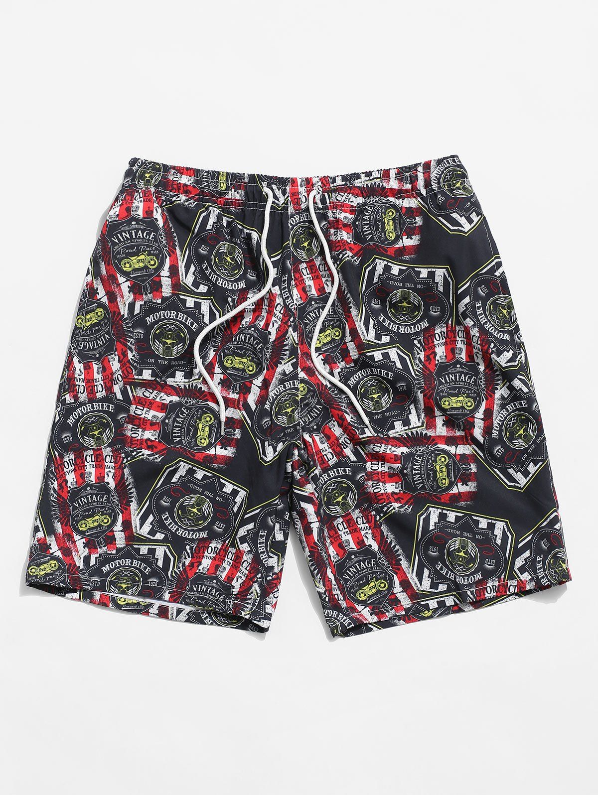 Letter Graphic Printing Drawstring Shorts, Black