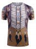 Tribal Indian Graphic Print Round Neck T-shirt -  