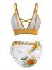Floral Print Textured Crisscross Bikini Swimwear -  