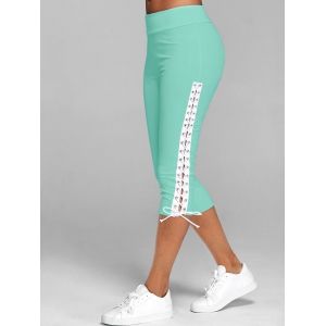 

Lace Up Capri Leggings, Light aquamarine