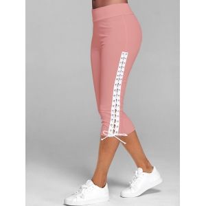 

Lace Up Capri Leggings, Light pink