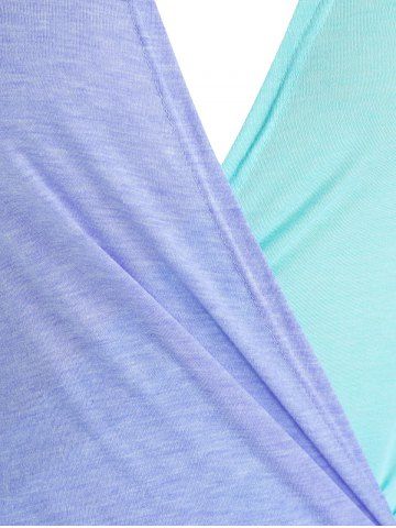 

Plus Size Side Tie Colorblock Wrap Tank Top, Multi