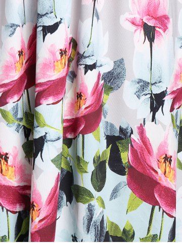 

Plus Size Crossover Floral Print Midi Dress, Multi