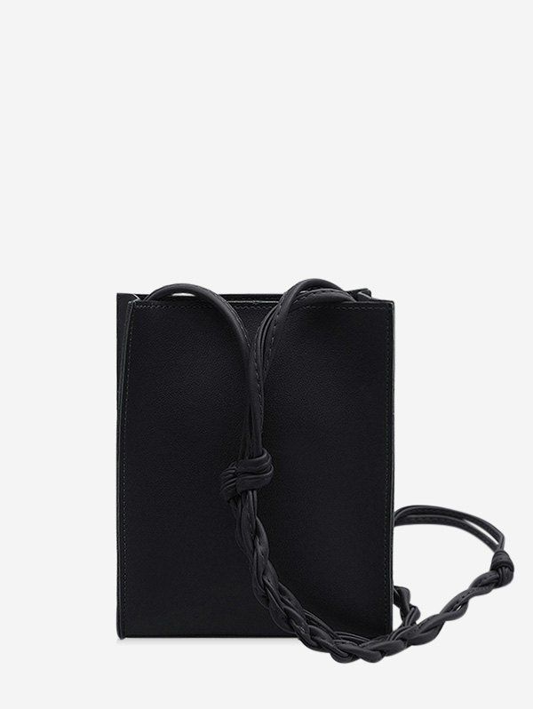 

Solid Rectangle Braided Strap Crossbody Bag, Black