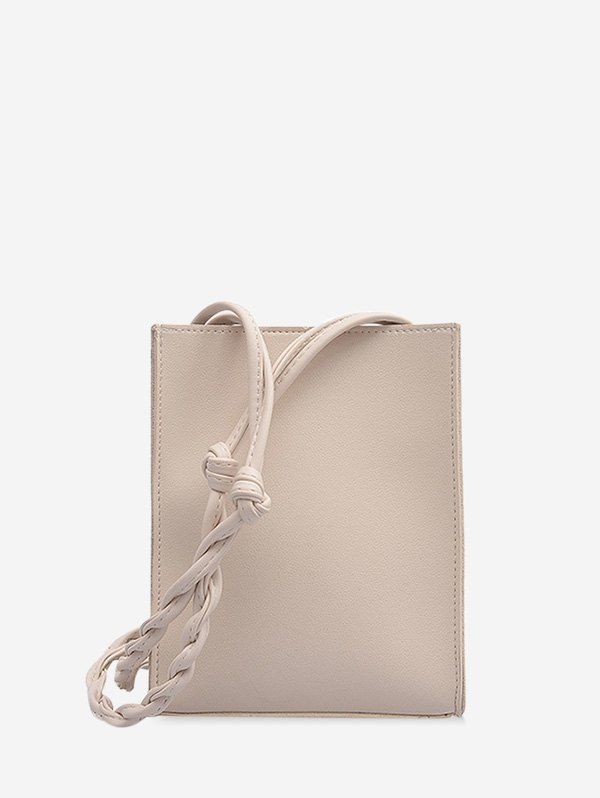 

Solid Rectangle Braided Strap Crossbody Bag, White