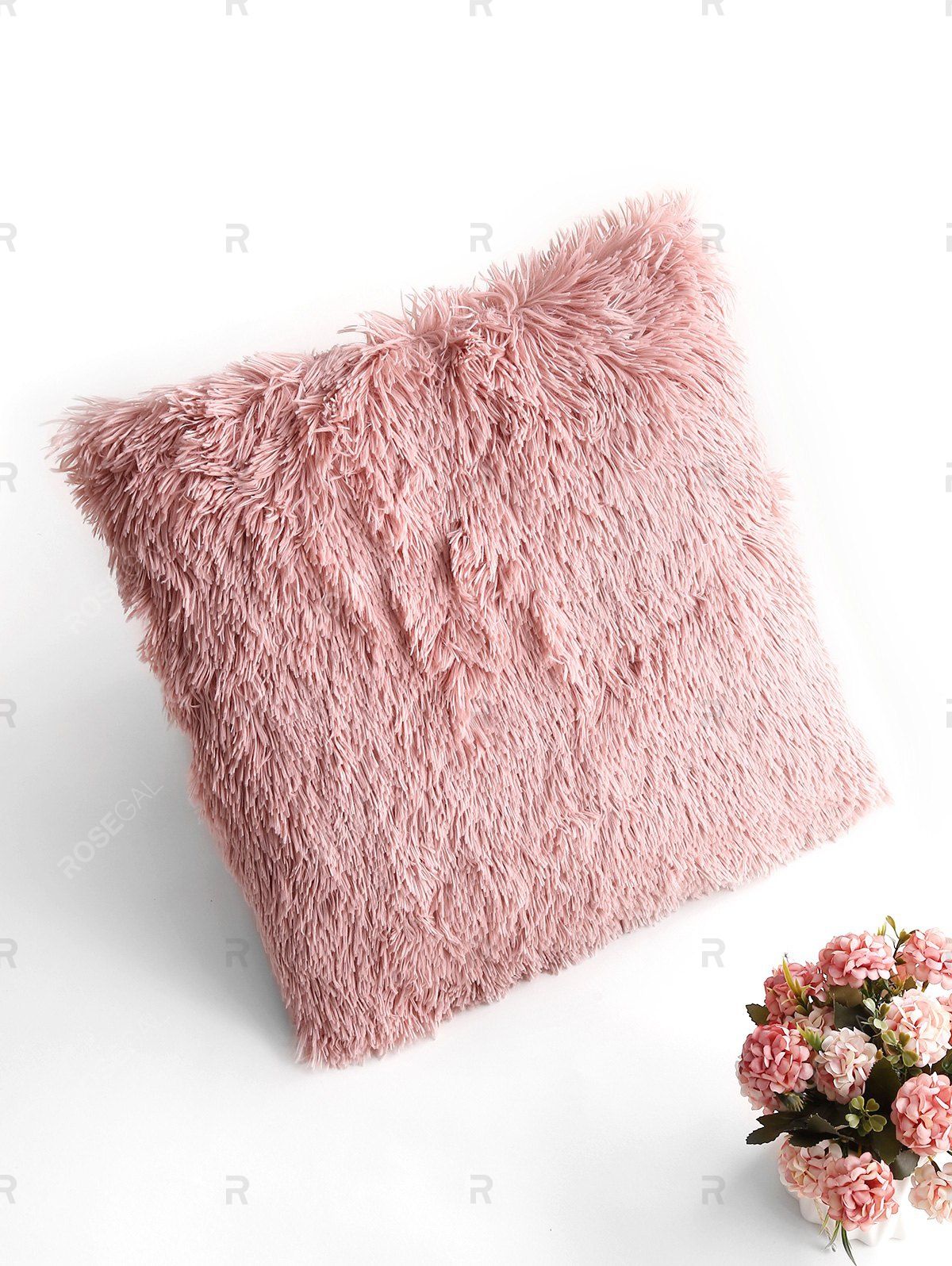 

Square Plush Throw Pillowcase, Pink