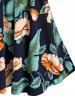 Flower Palm Print Crisscross Back Slip Dress -  