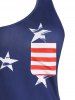 American Flag Print Halter Strappy Tank Top -  