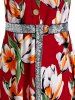 Plus Size Tulip Print Handkerchief Midi Dress -  