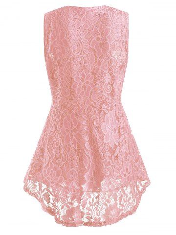 

Plus Size High Low Half Zip Lace Tank Top, Light pink