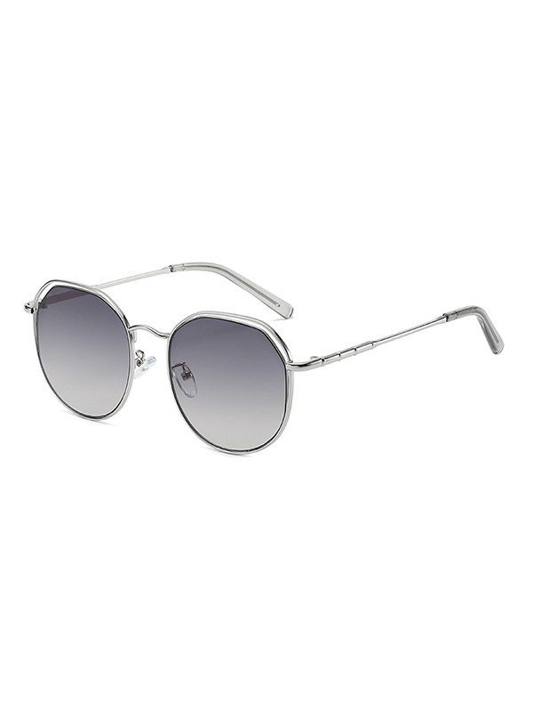 

Metal Hollow Geometric Sunglasses, Gray