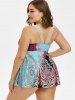 Plus Size Plunge Tribal Print Tankini Swimwear -  