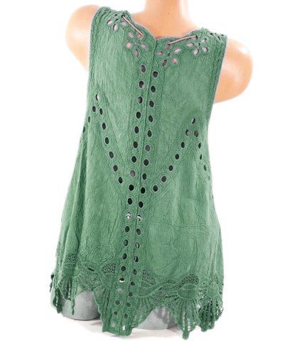 

Plus Size Feather Openwork Tank Top, Hazel green