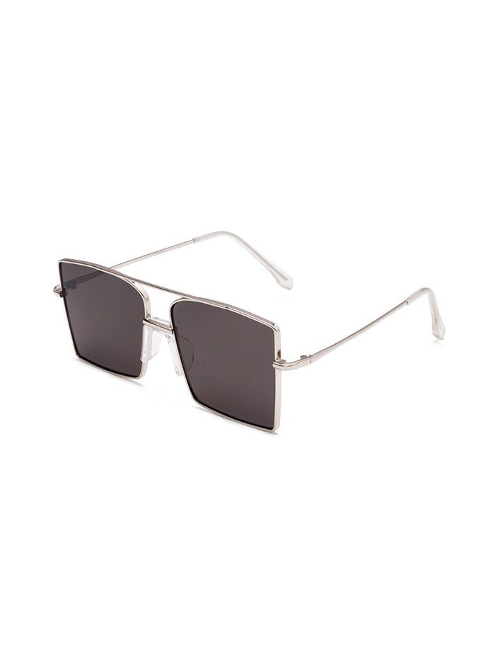 

Metal Bar Oversized Square Sunglasses, Black