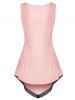 Feather Print Lace Trim Pointed Hem Tank Top -  