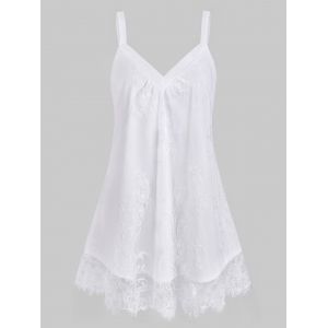 

Plus Size Floral Lace Overlay Sweetheart Neck Tank Top, White