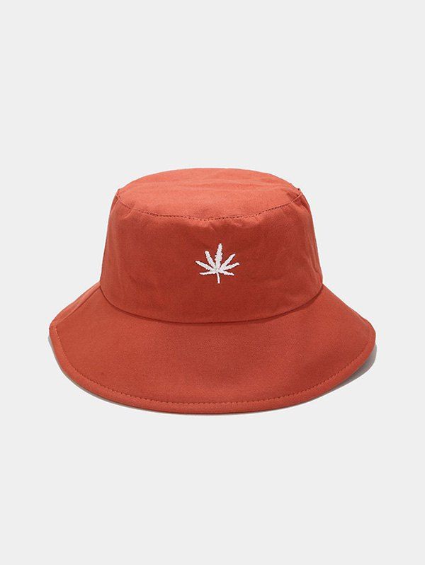 Outdoor Maple Leaf Embroidered Bucket Hat, Red