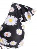 Cinched Front Tie Back Daisy Print Plus Size Two Piece Swimsuit -  