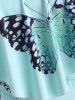Maillot de Bain Tankini Papillon à Bretelle de Grande Taille à Volants - Bleu clair 4X