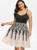 Plus Size Lace Print Fit and Flare Dress -  