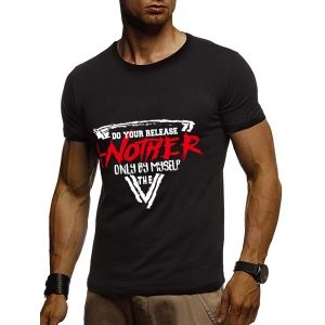 

Letter Geometric Print Basic T-shirt, Black
