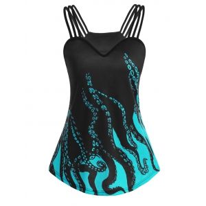 

Triple Straps Octopus Print Cami Tank Top, Celeste