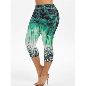 

Plus Size Tie Dye Capri Leggings, Medium forest green