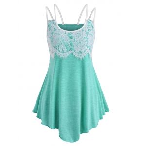 

Lace Panel Cami Asymmetrical Top, Light green