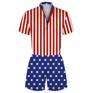 

American Flag Print Zipper Romper, Multi