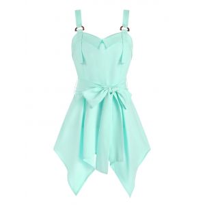 

Hanky Hem D-ring Belted Tank Top, Light aquamarine