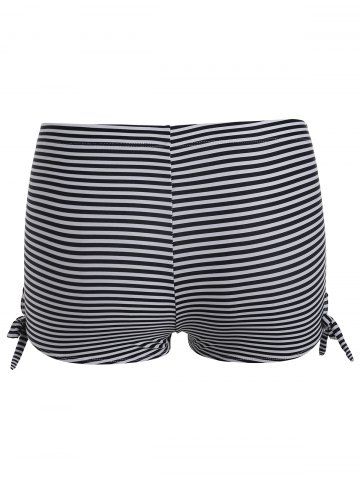 

Plus Size Striped Bowknot Tiered Tankini Swimwear, Red wine