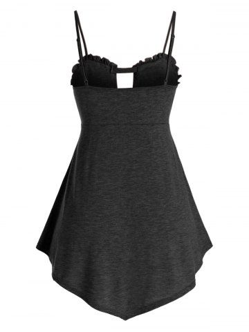 

Plus Size Ruched Keyhole Tank Top, Dark slate grey