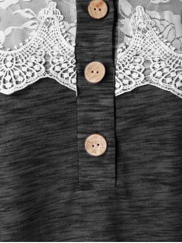 

Plus Size Space Dye Lace Panel T Shirt, Black