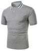 Striped Turndown Collar Short Sleeve Casual T Shirt -  