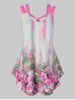 Débardeur Teinté 3D Fleur et Paon Imprimés sans Dos de Grande Taille - Rose  L