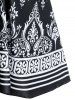 Plus Size Knotted Striped Print Mesh Panel Cross Modest Tankini Swimwear -  