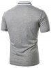 Striped Turndown Collar Short Sleeve Casual T Shirt -  