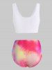 Maillot de Bain Bikini Teinté à Taille Haute Barre en U - Blanc M