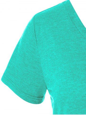 

Plus Size Half Button Heathered Curved T Shirt, Light aquamarine