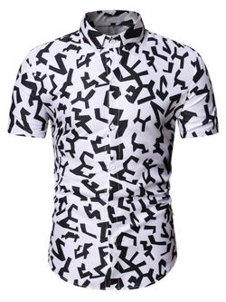 Geometric Graphic Pattern Shirt - WHITE - 3XL