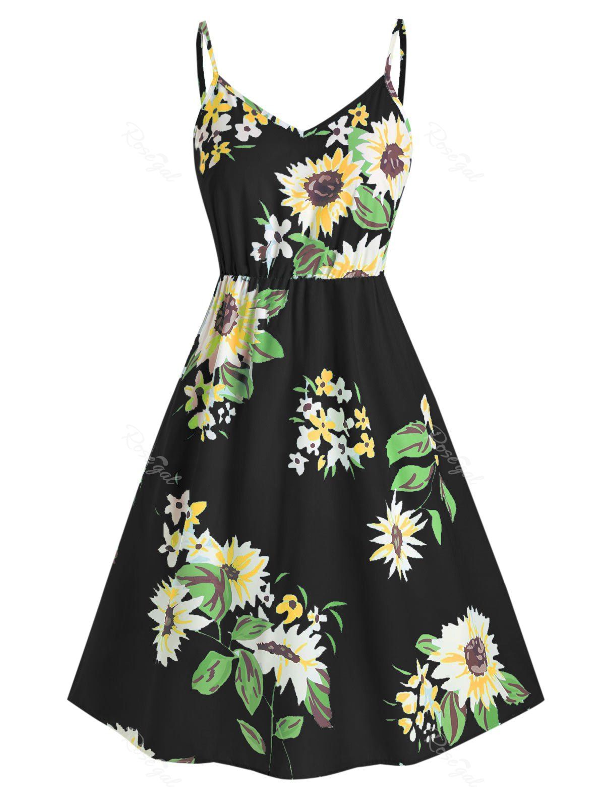 plus size sunflower print dress