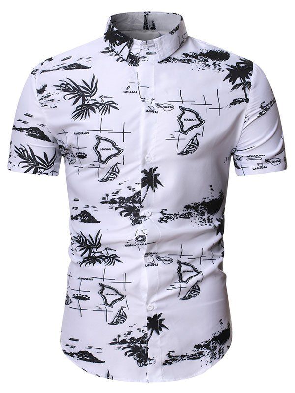 

Palm Tree Dolphin Print Beach Shirt, White