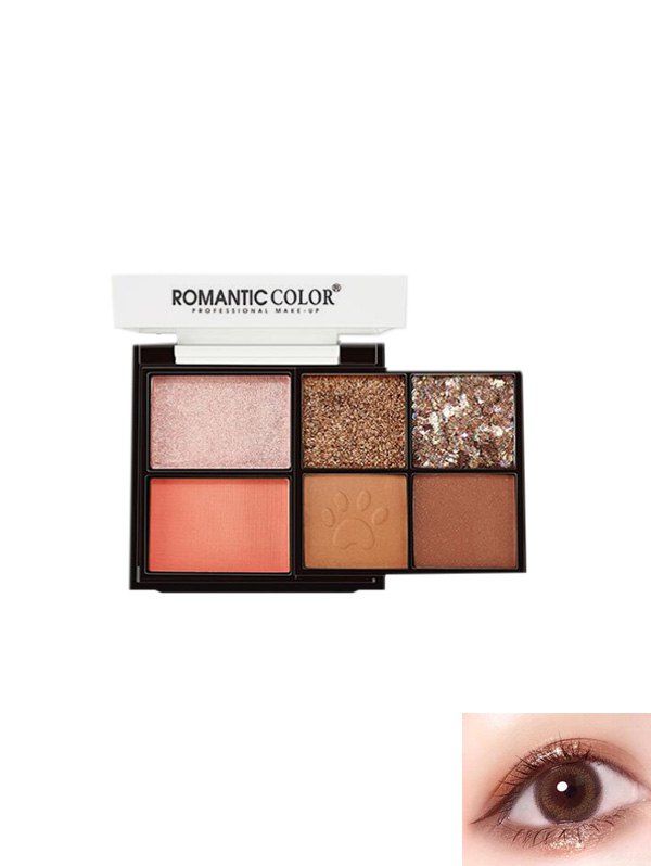 

6 Color Cat-pad Pattern Glitter Eyeshadow Palette, #006