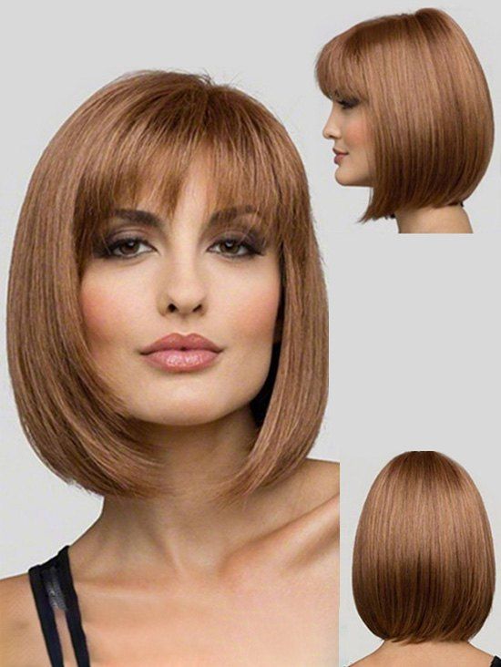 24 Off Medium Straight See Through Bang Synthetic Bob Wig Rosegal 7265