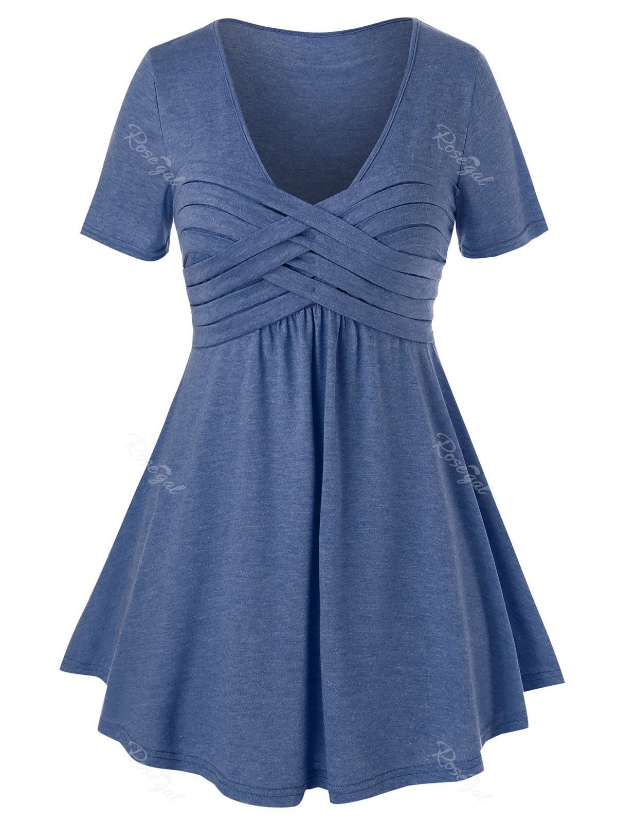 

Plus Size Crisscross Tee, Light blue