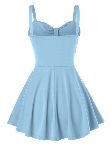 

Plus Size Front Knot Peplum Tank Top, Cornflower blue