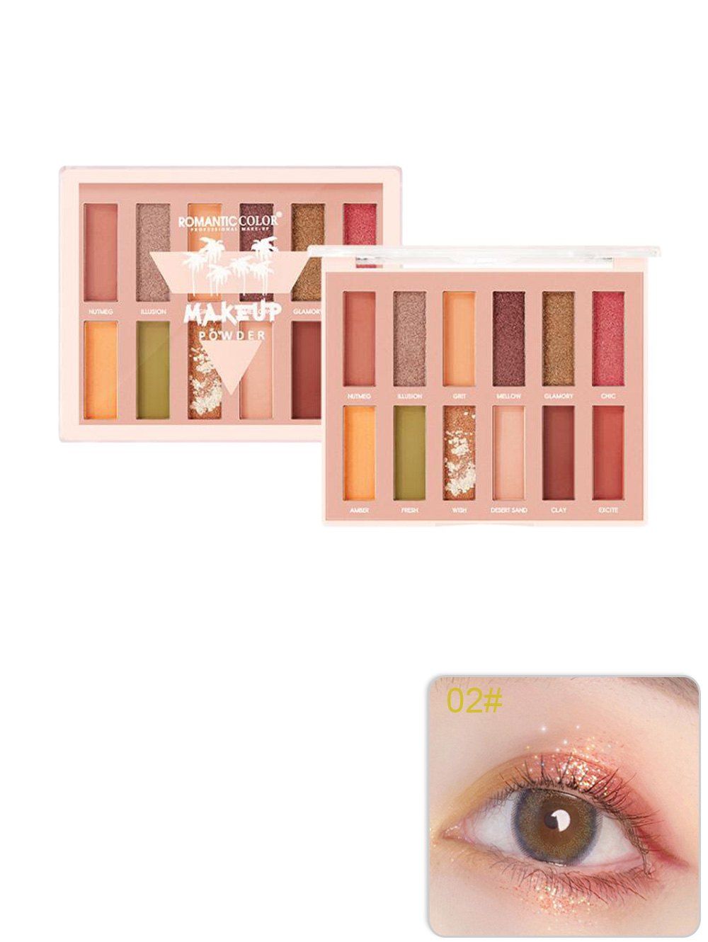 

12 Color Glitter Foggy Pigmented Eyeshadow Palette, #002