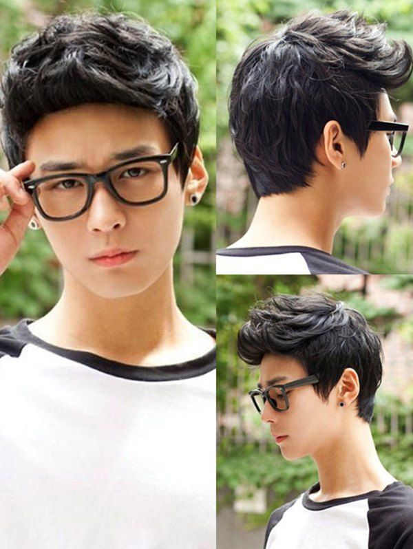 

Short Layered Natural Straight Synthetic Wig For Men, Black